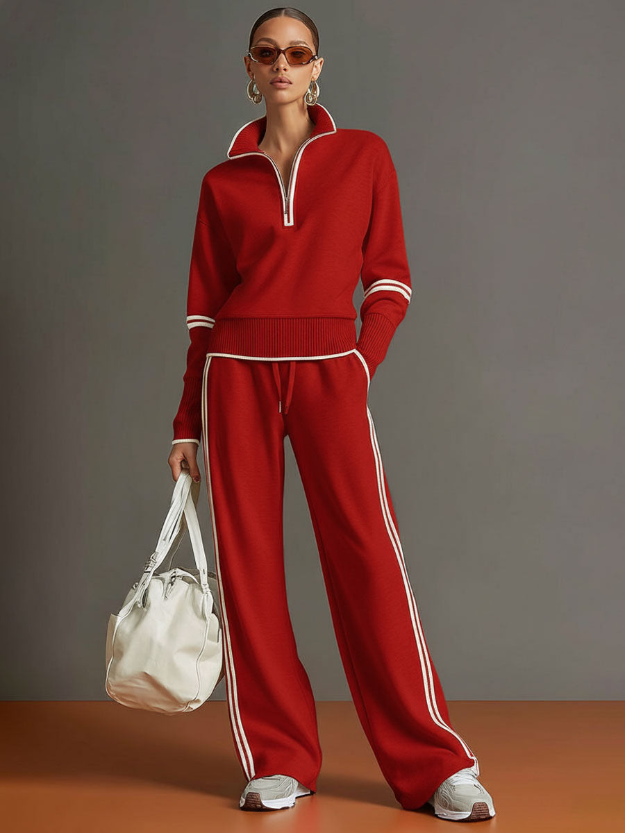 Marietta – Half-Zip Sweatshirt and Wide-Leg Pants Set