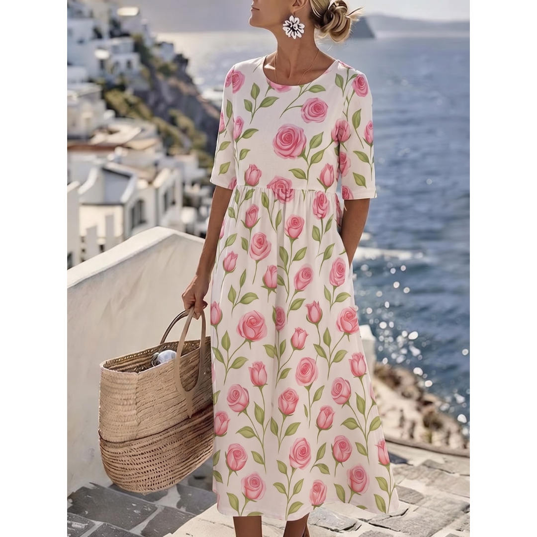 Jennifer – Elegant Floral Midi Dress
