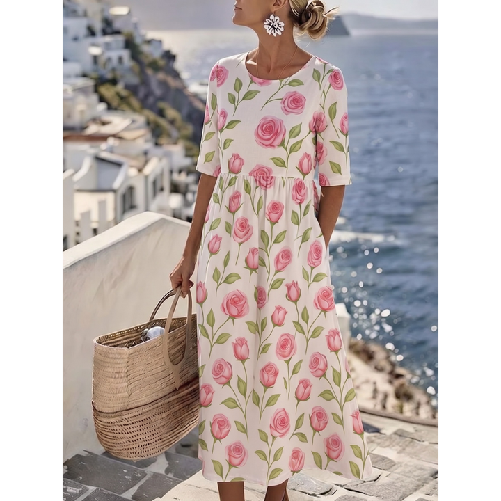 Jennifer – Elegant Floral Midi Dress