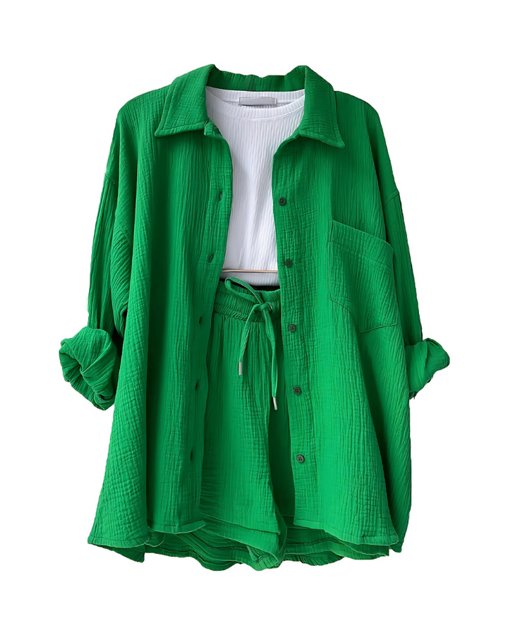 Vera – Modern Button-Up Shorts Set