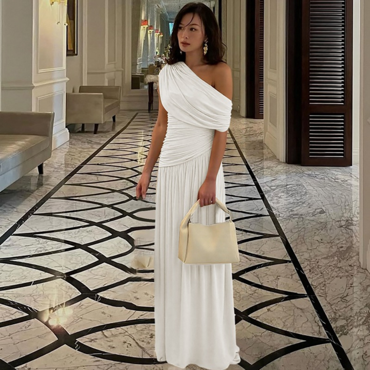 Sally – Elegant One Shoulder Evening Maxi Dress