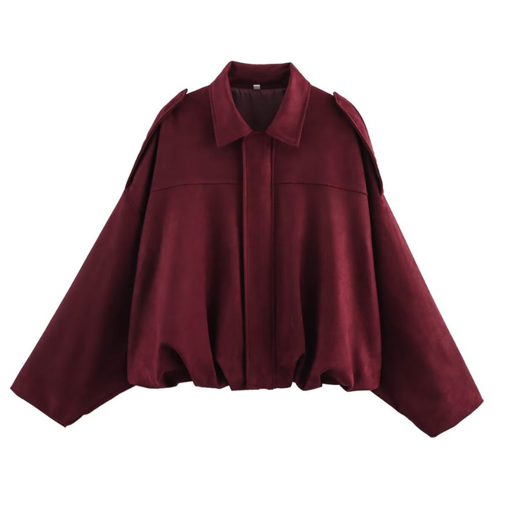 Jill – Classy Long Sleeve Collared Fuzzy Coat