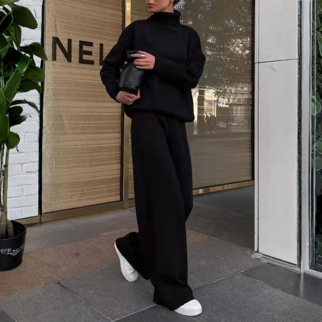 Cynthia – Cozy Long Sleeve Turtleneck Top and Wide Leg Pants Set
