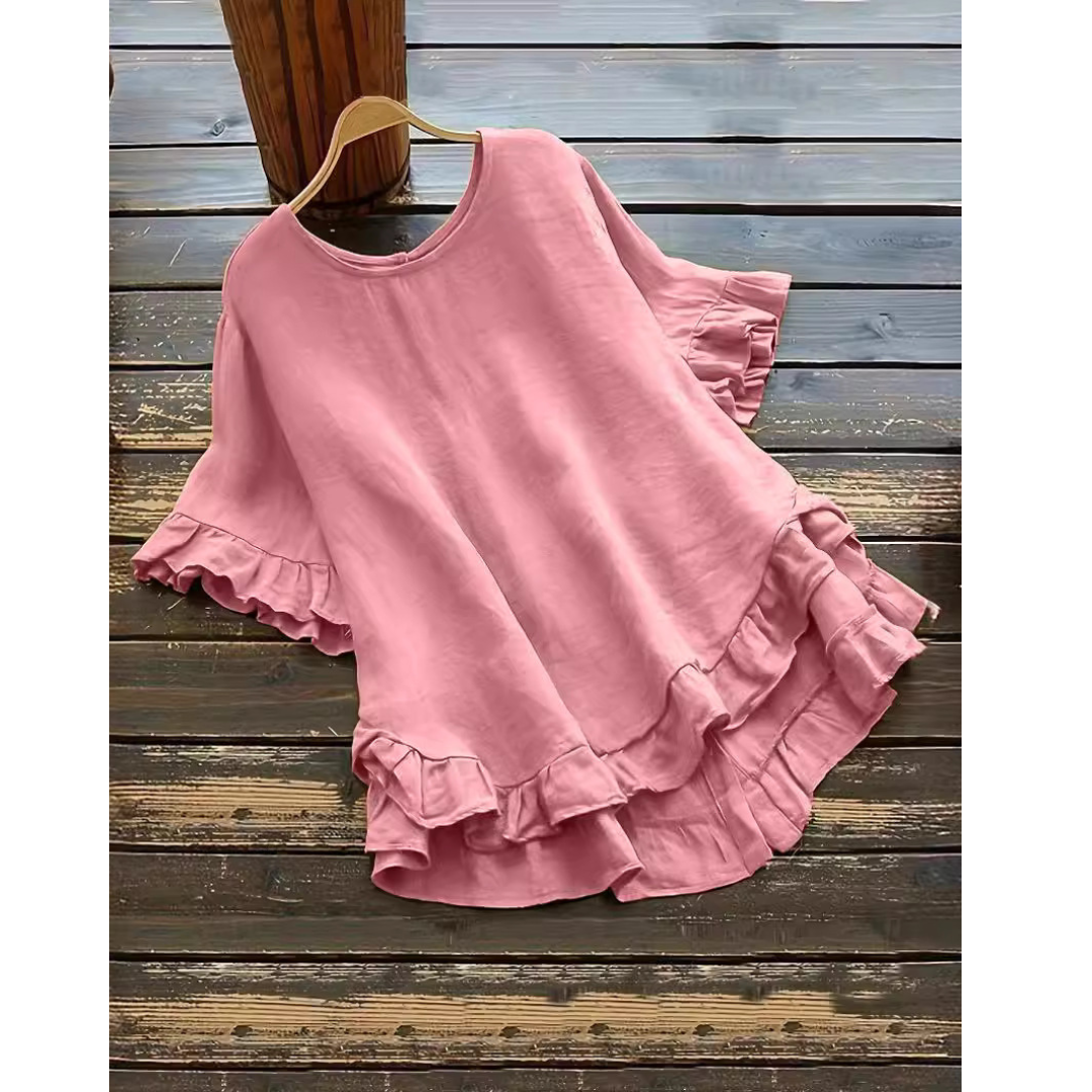 Eileen – Simple Plus Size Ruffle Hem Summer Blouse