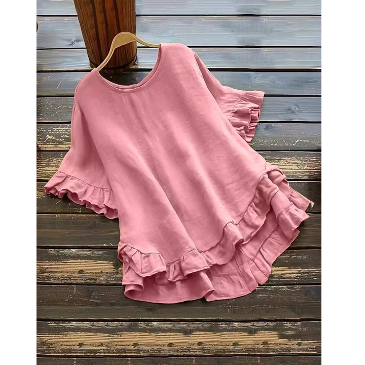 Eileen – Simple Plus Size Ruffle Hem Summer Blouse