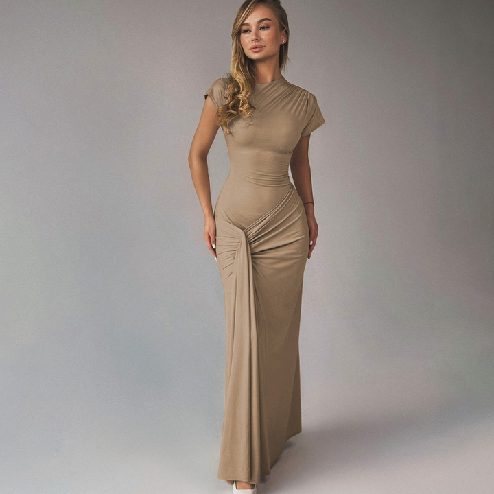 Miriam – Elegant Wrap Ruched Bodycon Formal Dress