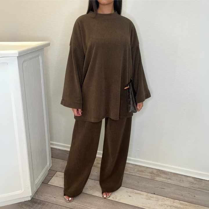 Uni – Casual Loose Top and Wide Leg Pants Set