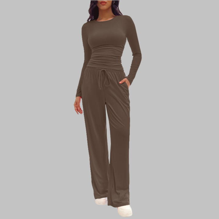 Sonia – Casual Long Sleeve Top and Wide Leg Pants Set