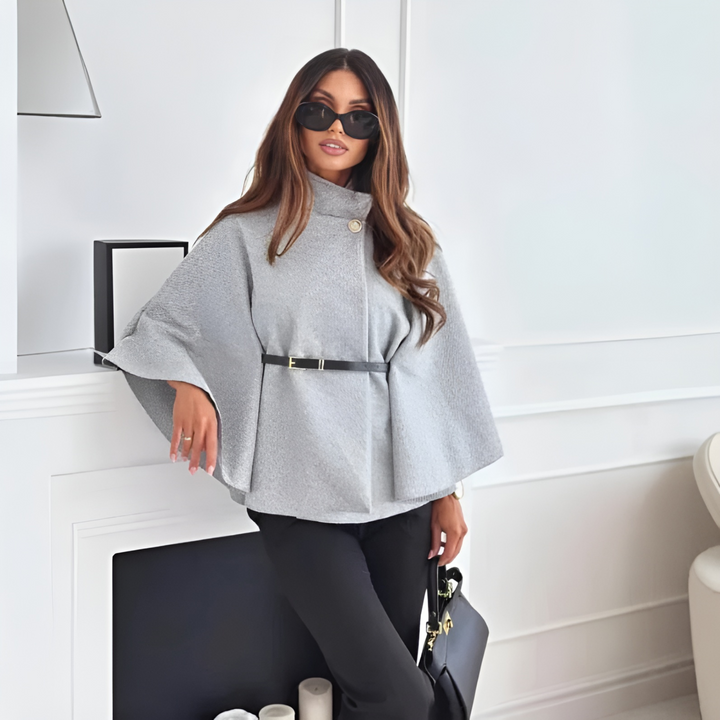 Cynthia – Classy High Neck Belted Cape Top