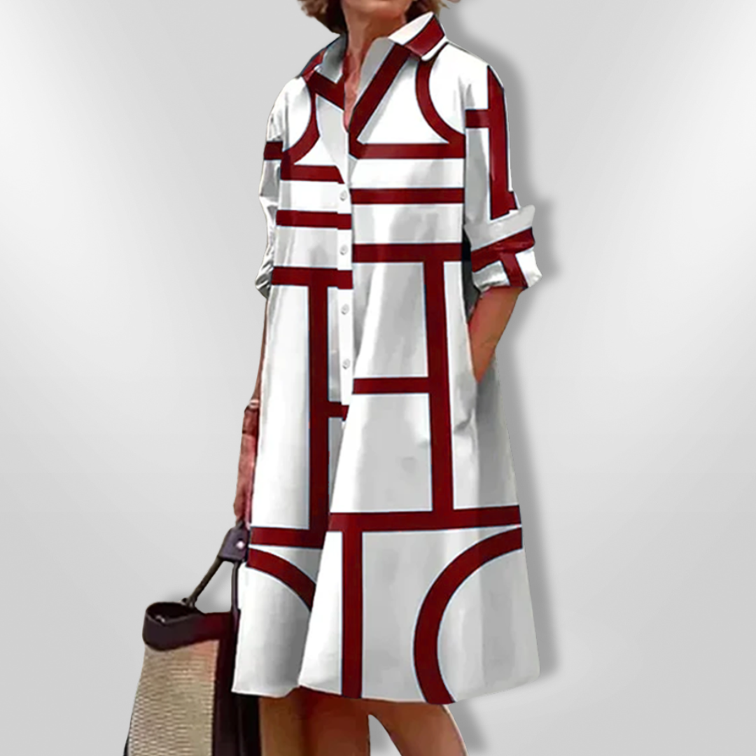 Angela – Elegant Geometric Midi Dress