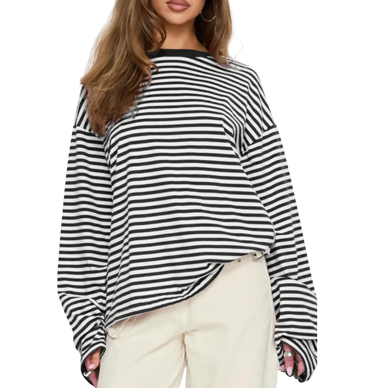 Tracy – Versatile Striped Long Sleeve Shirt