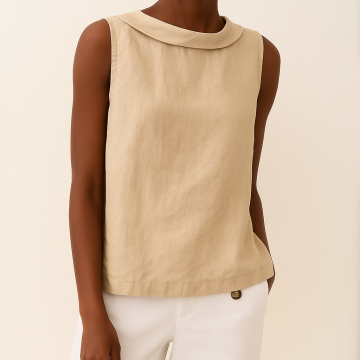 Josephine – Sleeveless Roll Collar Top