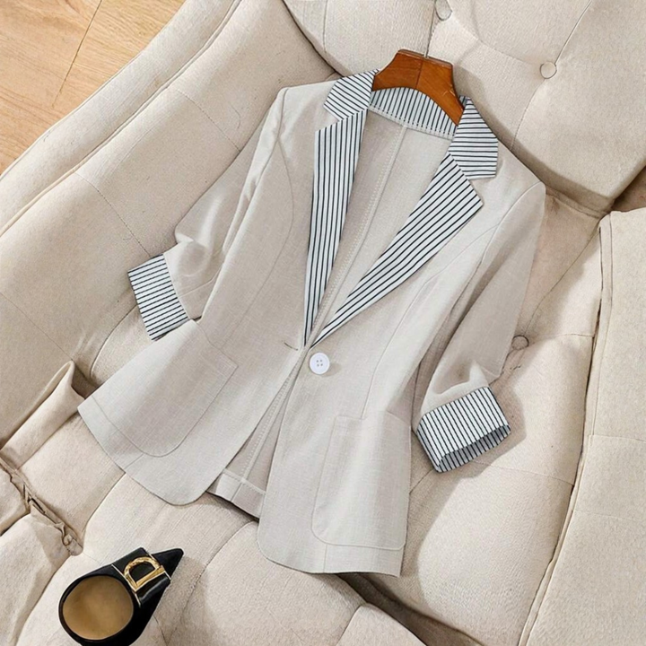 Gillian – Classy Button Front Long Sleeve Office Blazer Coat