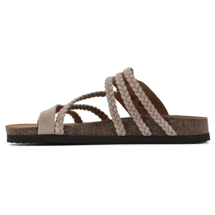 Maya – Braided Strap Cork Footbed Sandals