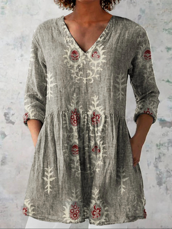 Joan – Long V-Neck Blouse