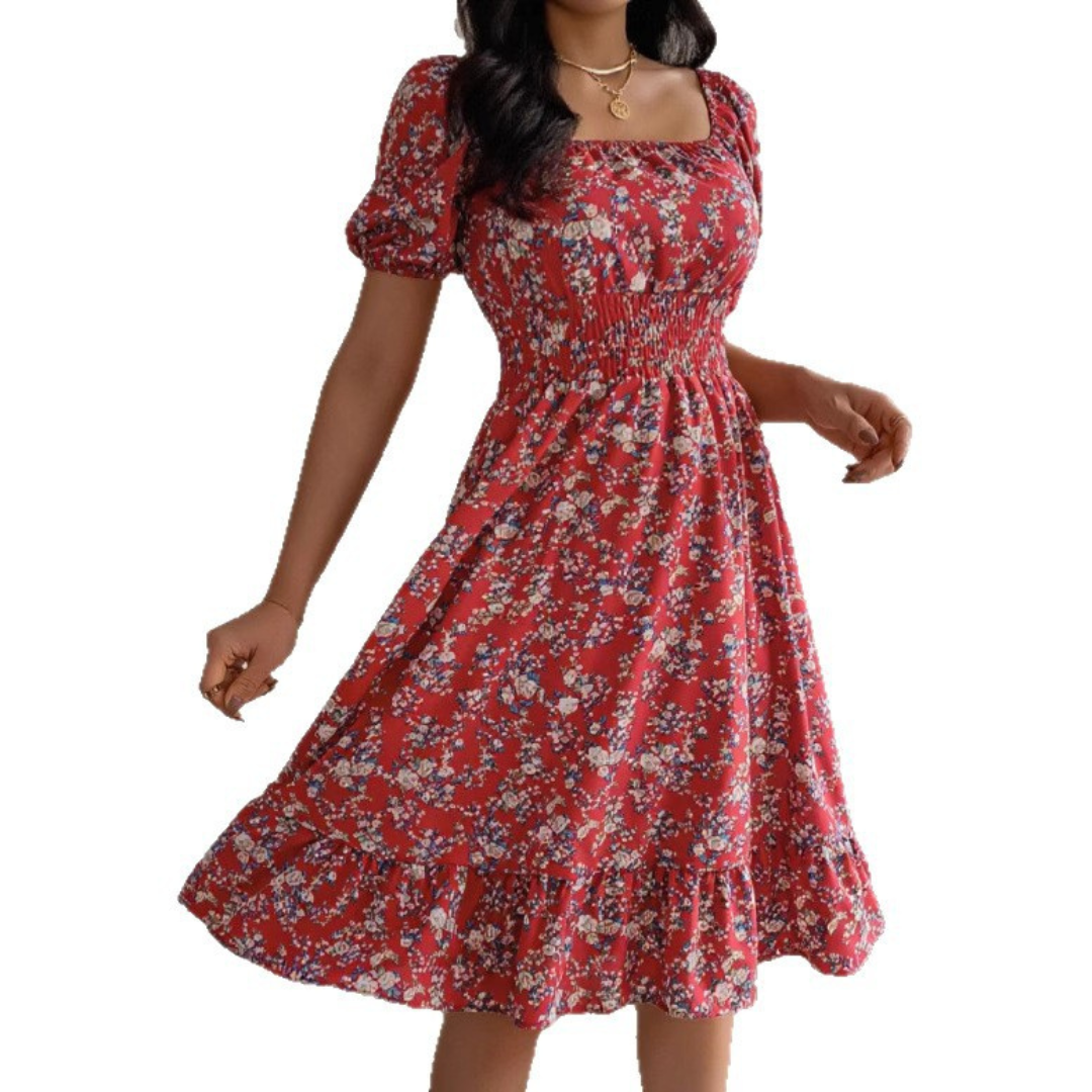 Sally – Classic Square Neck Ruffled Summer Sundress