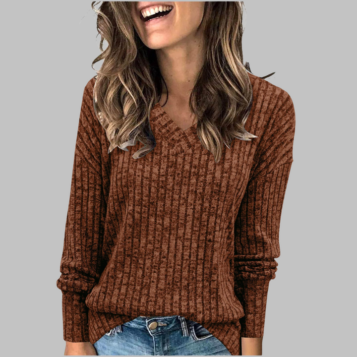 Sonia – Comfy V-Neck Long Sleeve Top
