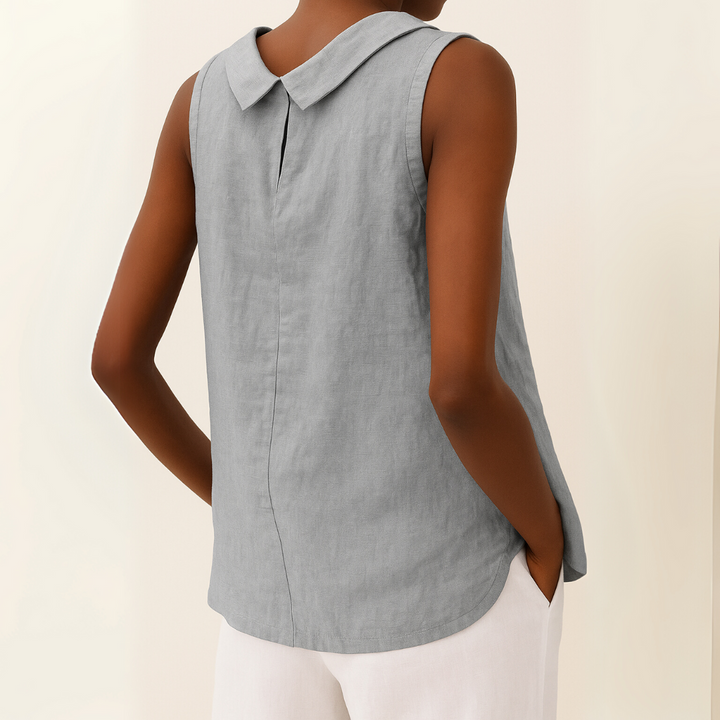 Josephine – Sleeveless Roll Collar Top
