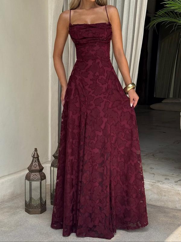 Mabel – Backless Lace Pattern Long Dress for Events