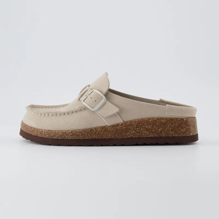 Elizabeth – Suede Cork Footbed Casual Slip-On Clogs