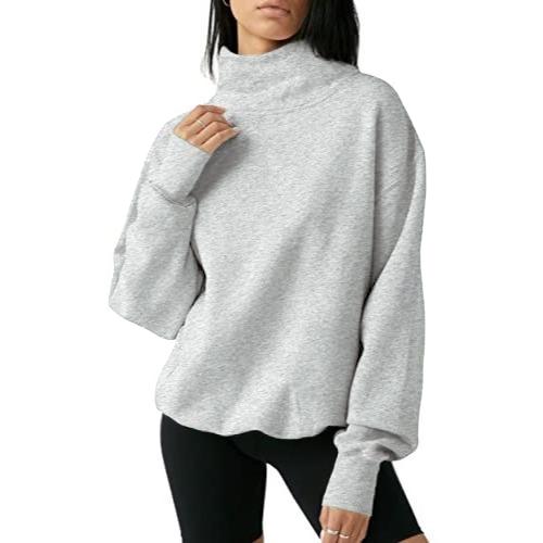Anthea – Oversized Turtleneck Long Sleeve Pullover Sweatshirt