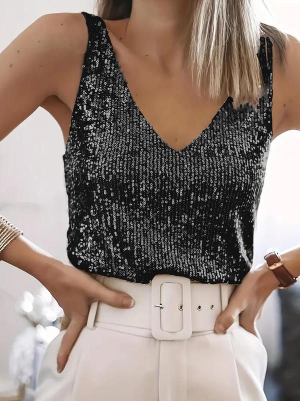 Grace – Glitter Sequin V-Neck Tank Top for Summer Nights