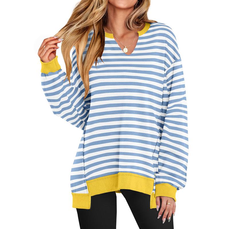 Geneva – Casual V-Neck Oversized Lightweight Long Sleeve Sweatshirt