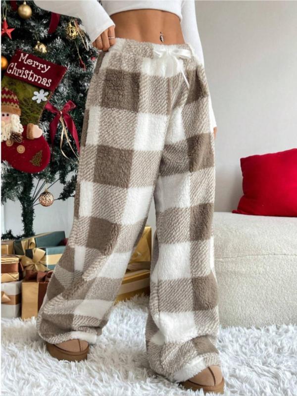 Amber – Comfortable Plaid Straight Trousers for Cold Weather