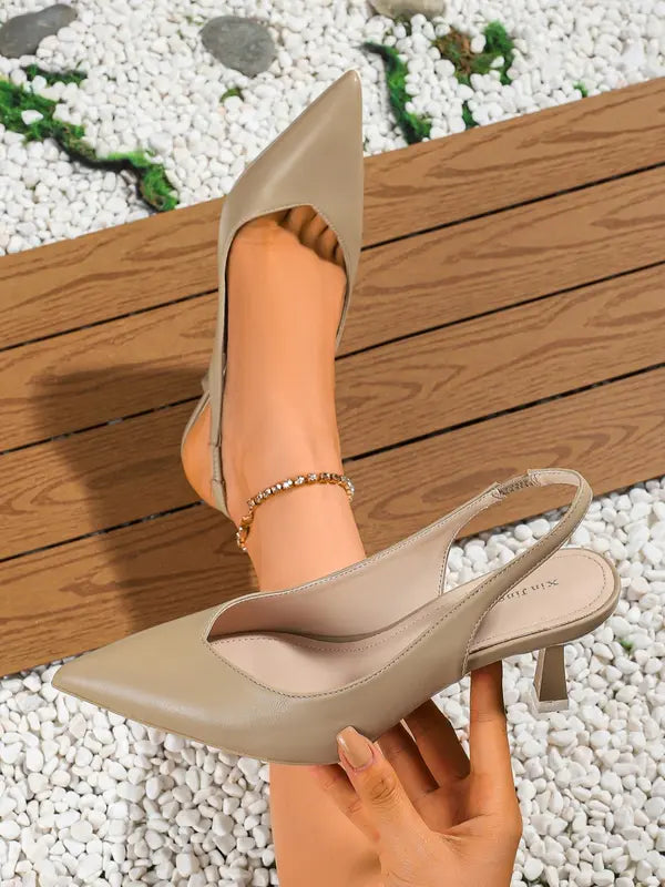 Stephanie – Leather Slingback Pointed Toe Pumps