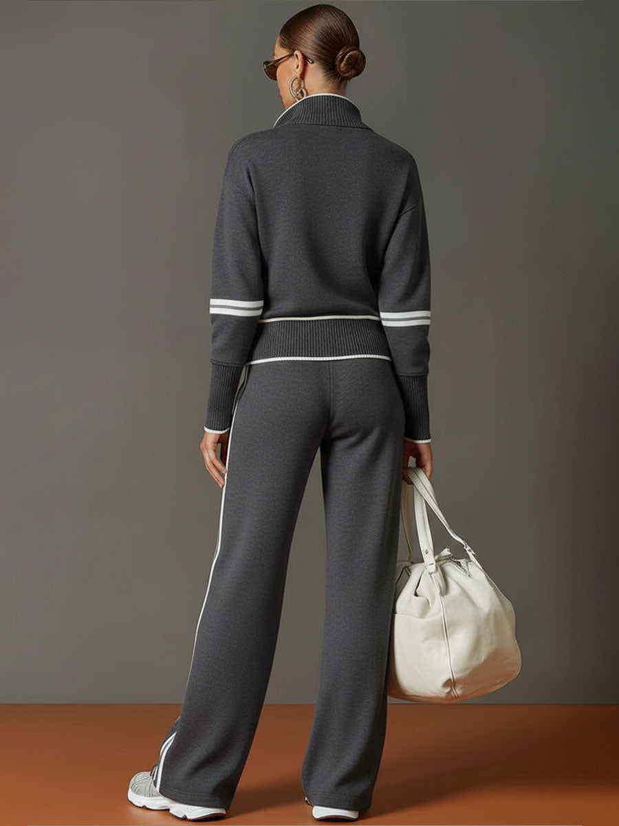 Marietta – Half-Zip Sweatshirt and Wide-Leg Pants Set