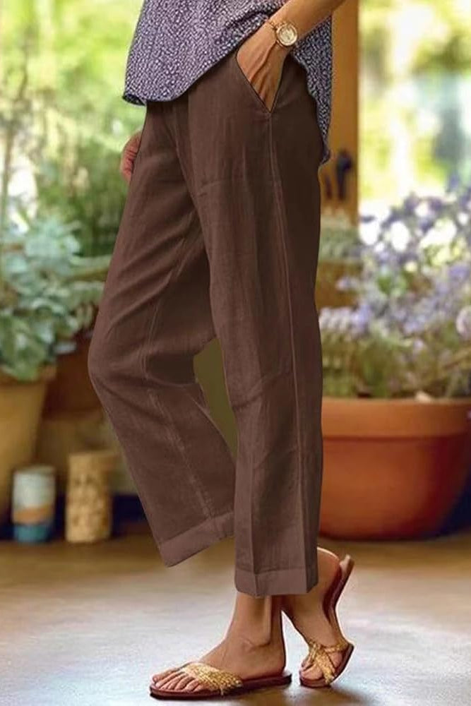 Marilyn – Relaxed Cropped Linen Trousers