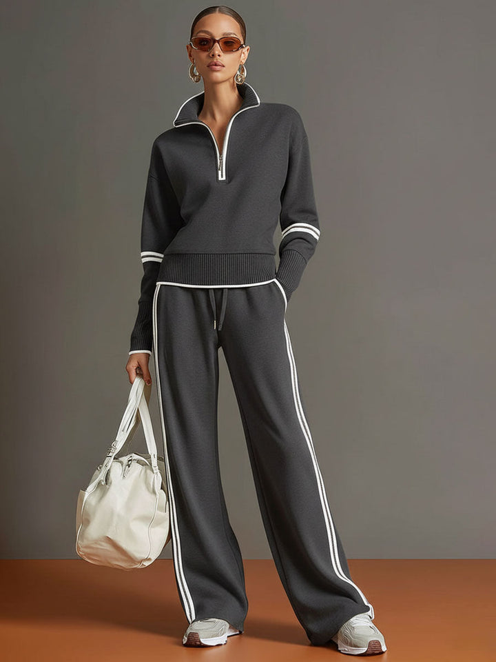 Marietta – Half-Zip Sweatshirt and Wide-Leg Pants Set