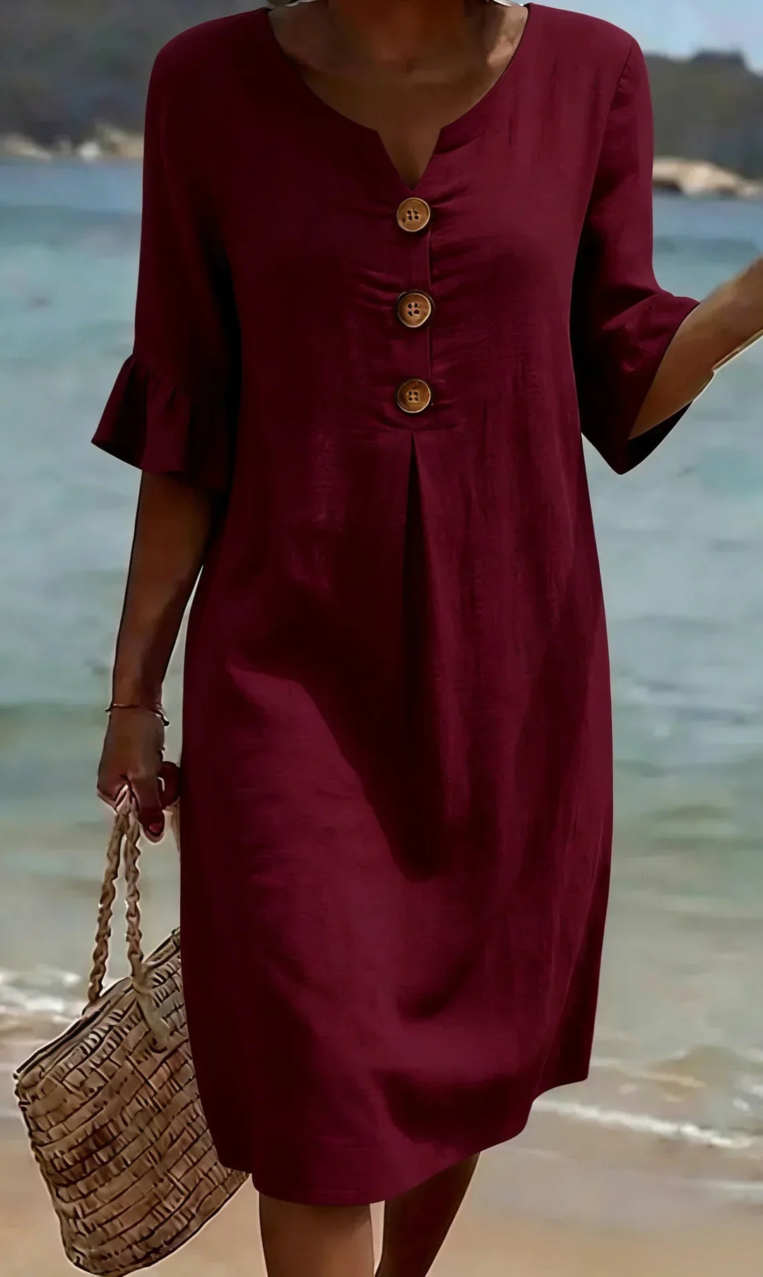 Rena – Textured Long Sleeve Midi Dress