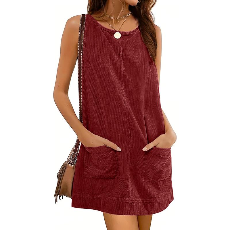 Betty – Corduroy Overall Dress with Round Neck and A-Line Skirt