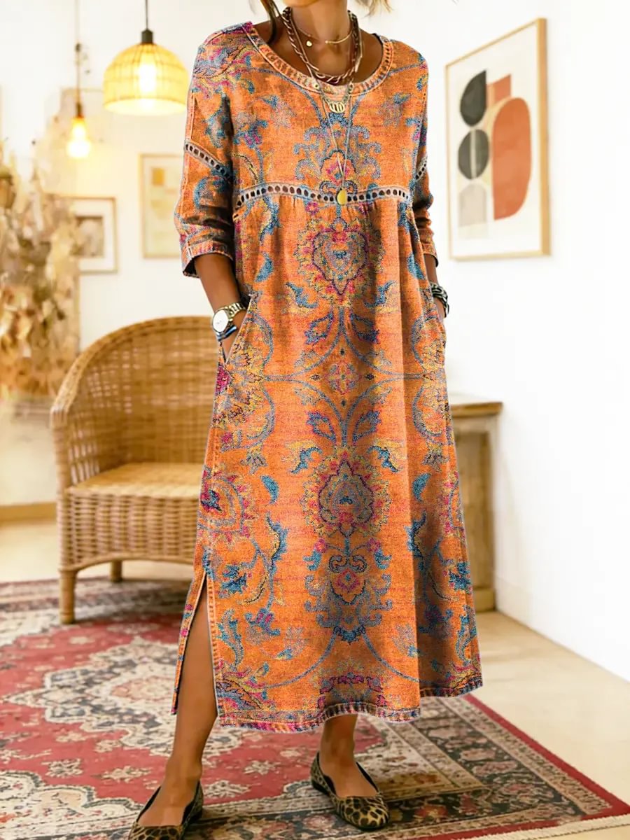 Beryl – Boho Paisley Midi Dress