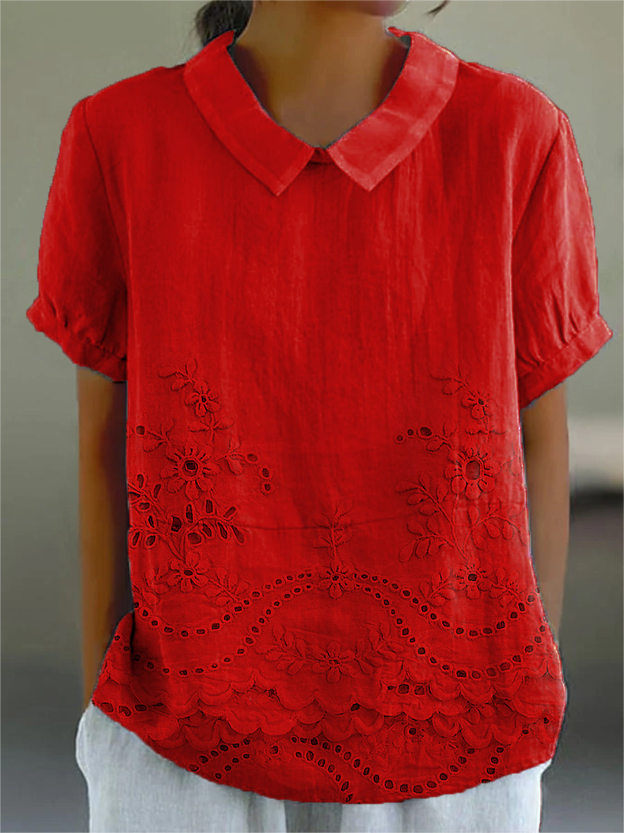 Constance – Floral Embroidered Collar Blouse