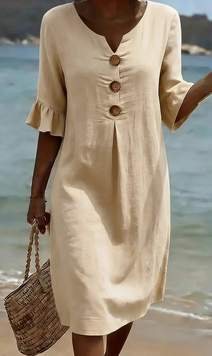Rena – Textured Long Sleeve Midi Dress