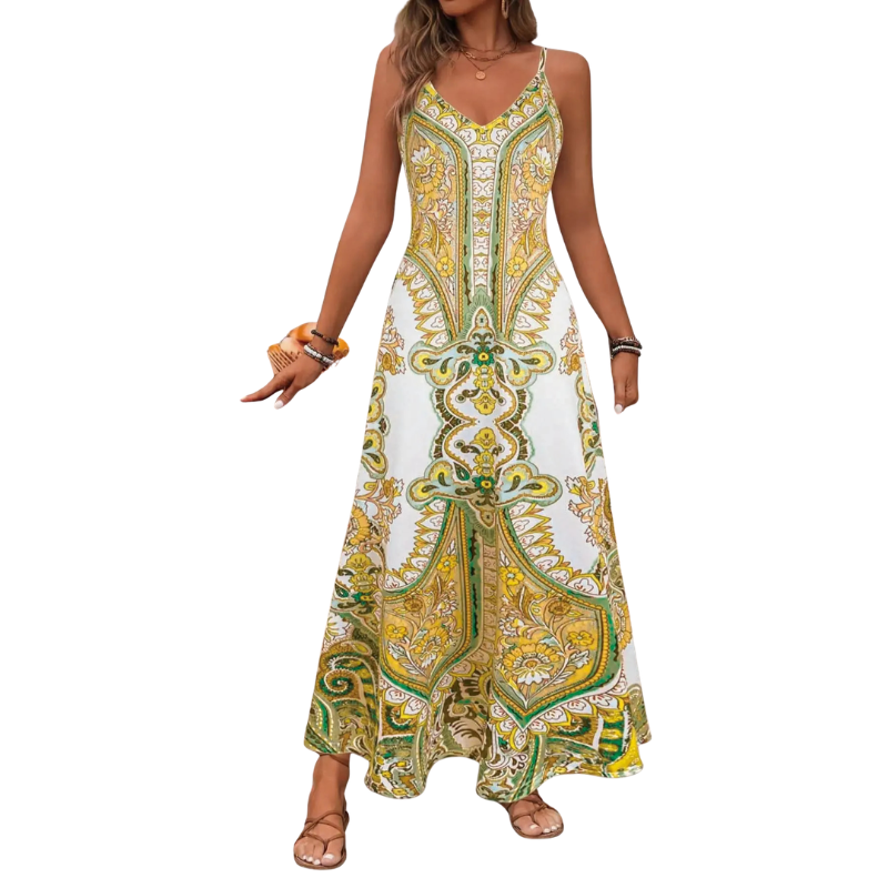Stephanie – Flowy Floral Vacation Maxi Dress