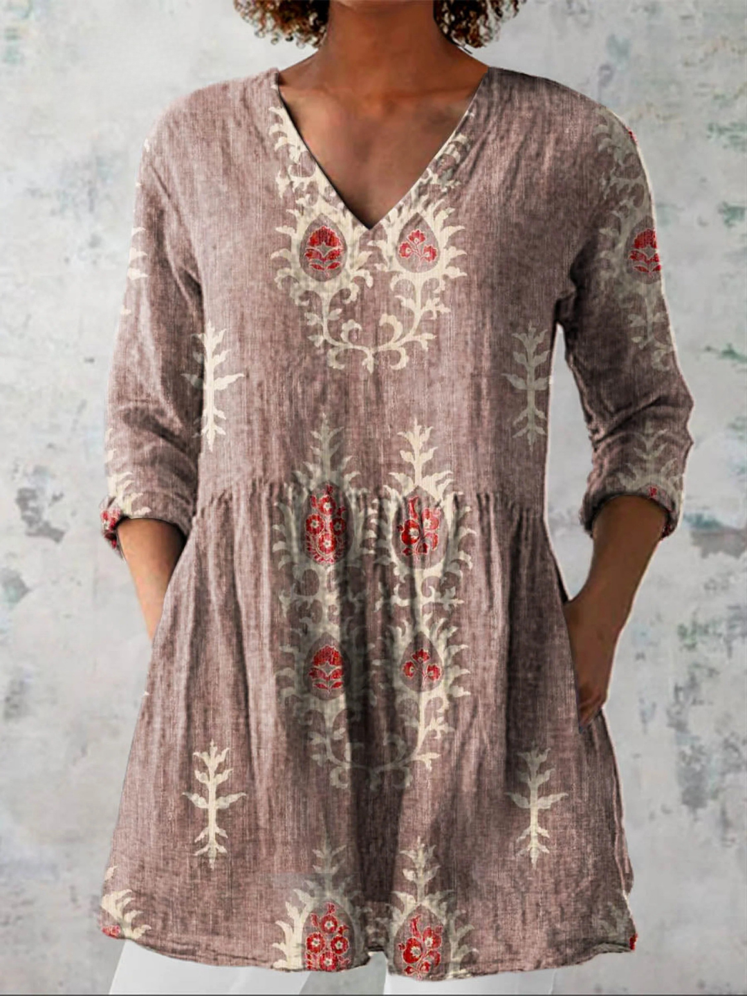 Joan – Long V-Neck Blouse