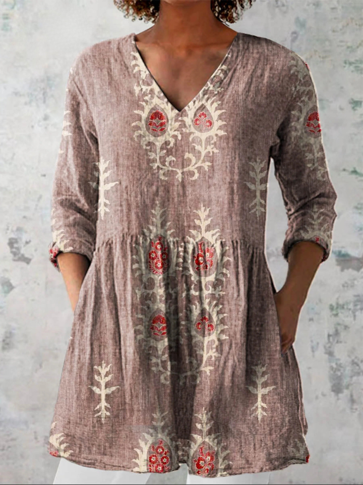 Joan – Long V-Neck Blouse