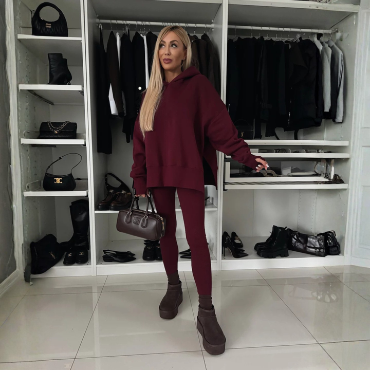 Deirdre – Casual Long Sleeve Hoodie and Skinny Pants Set
