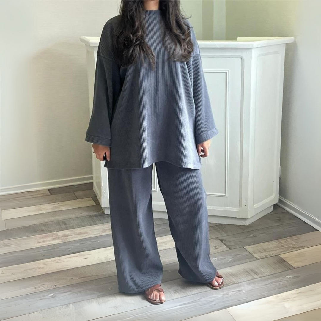 Uni – Casual Loose Top and Wide Leg Pants Set