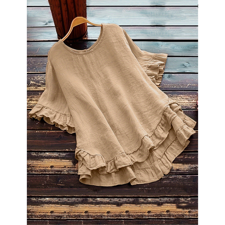 Eileen – Simple Plus Size Ruffle Hem Summer Blouse