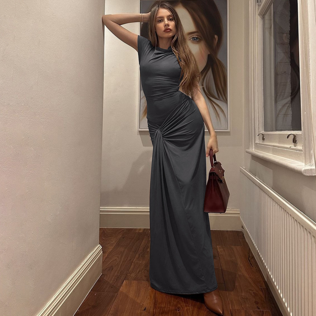 Miriam – Elegant Wrap Ruched Bodycon Formal Dress