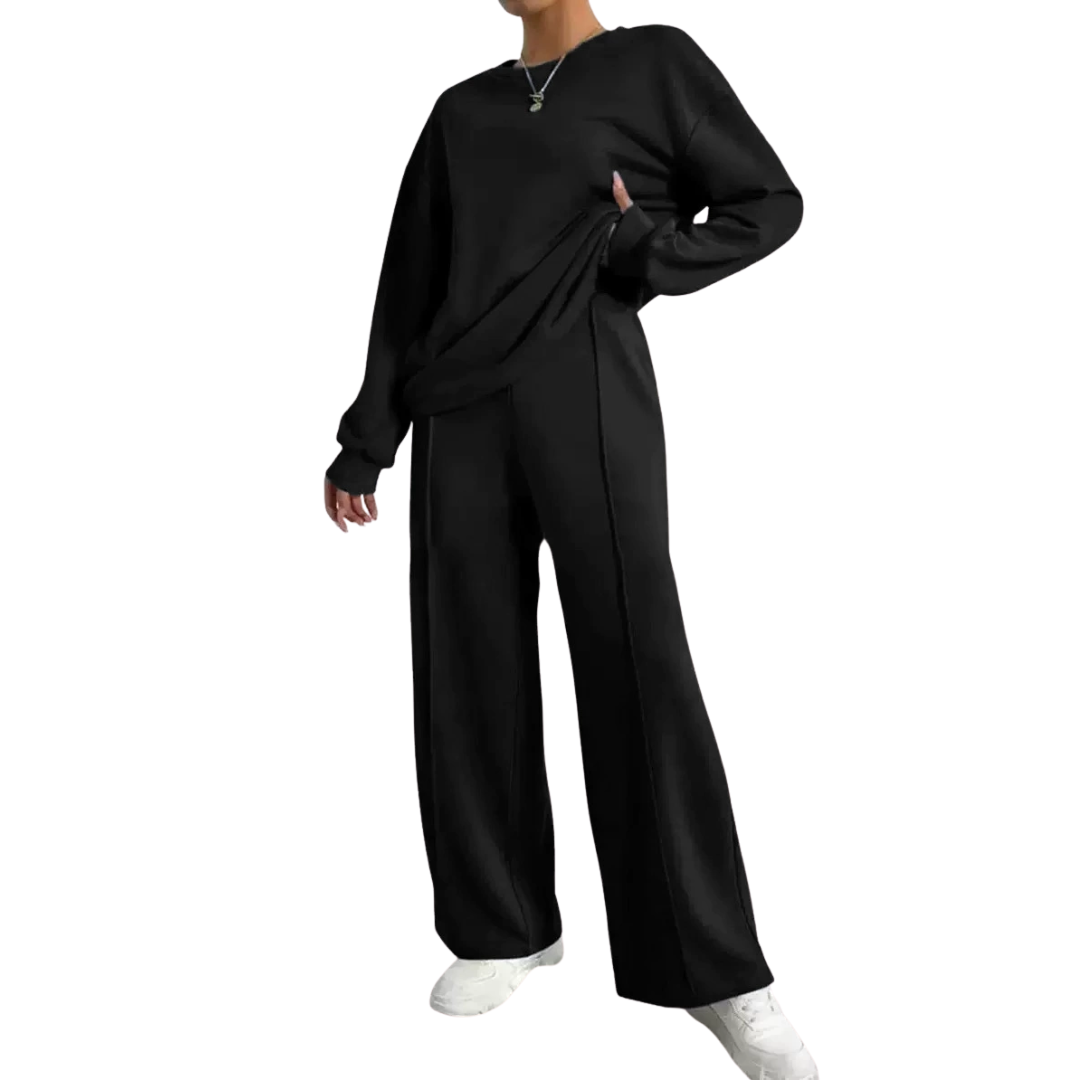Stephanie – Ribbed Crop Top and Elastic Waist Pants Casual Set