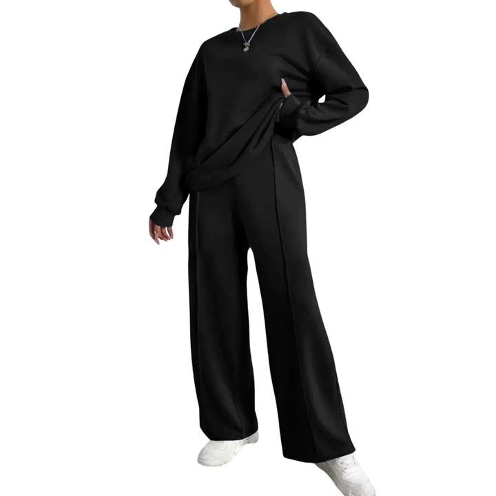Stephanie – Ribbed Crop Top and Elastic Waist Pants Casual Set