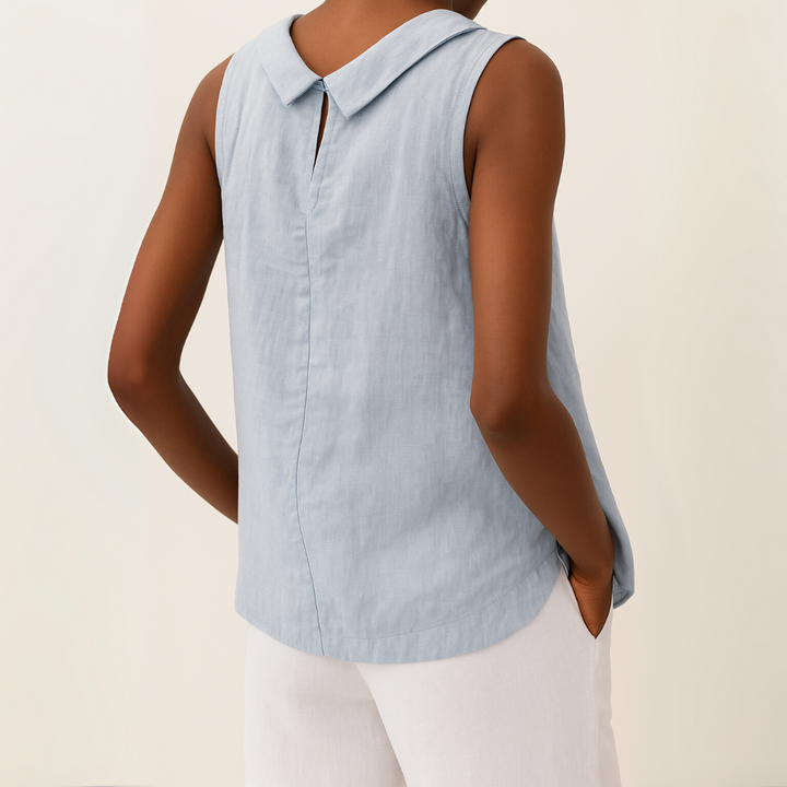 Josephine – Sleeveless Roll Collar Top