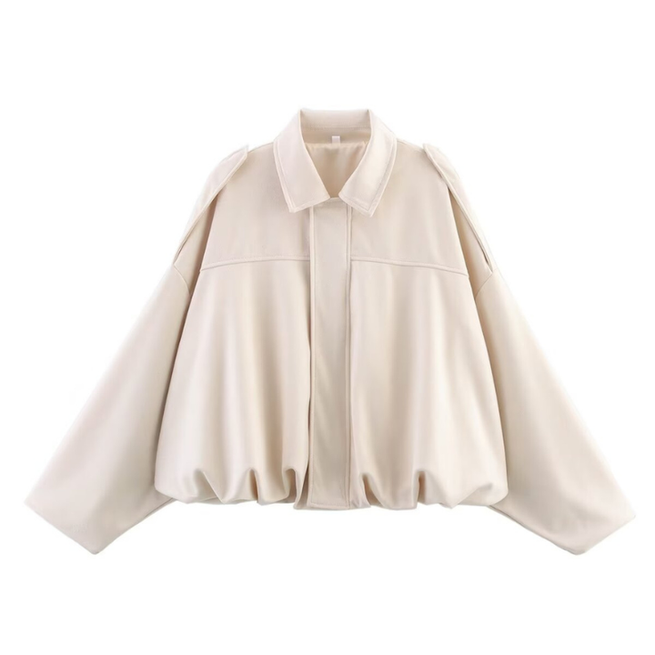 Jill – Classy Long Sleeve Collared Fuzzy Coat