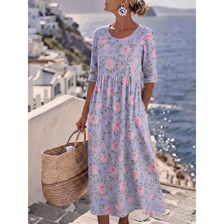Jennifer – Elegant Floral Midi Dress