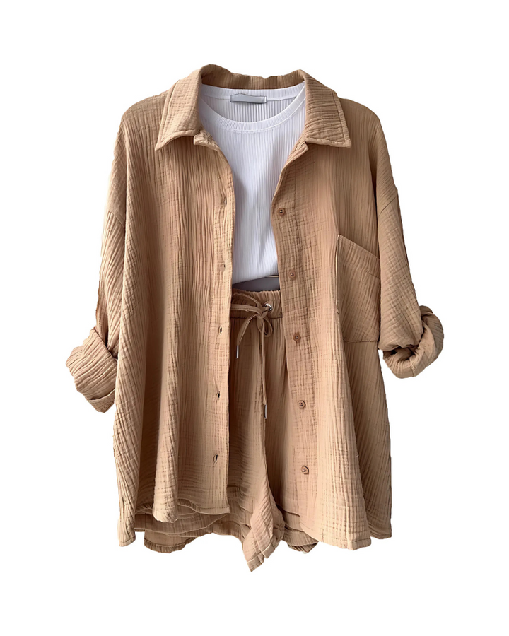 Vera – Modern Button-Up Shorts Set